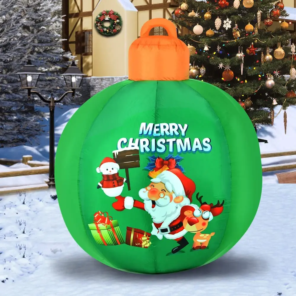 Light up Inflatable Christmas Ball with Air Blower Christmas Decoration Outdoor Blow up Xmas Ornaments Outside with LED Lights 2
