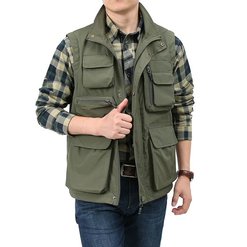 

Summer Men Unloading Tactical Vest Coat Casual Men's Photographer Waistcoat Mesh Work Sleeveless Jacket Tools Pocket Vest M-5XL