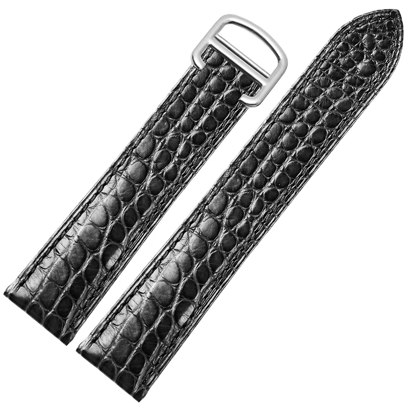 MUENShop Cinturino Coccodrillo con Fibbia Pieghevole 12mm-24mm Cinturino di Ricambio in Alligatore Nero/Marrone per Uomo/Donne