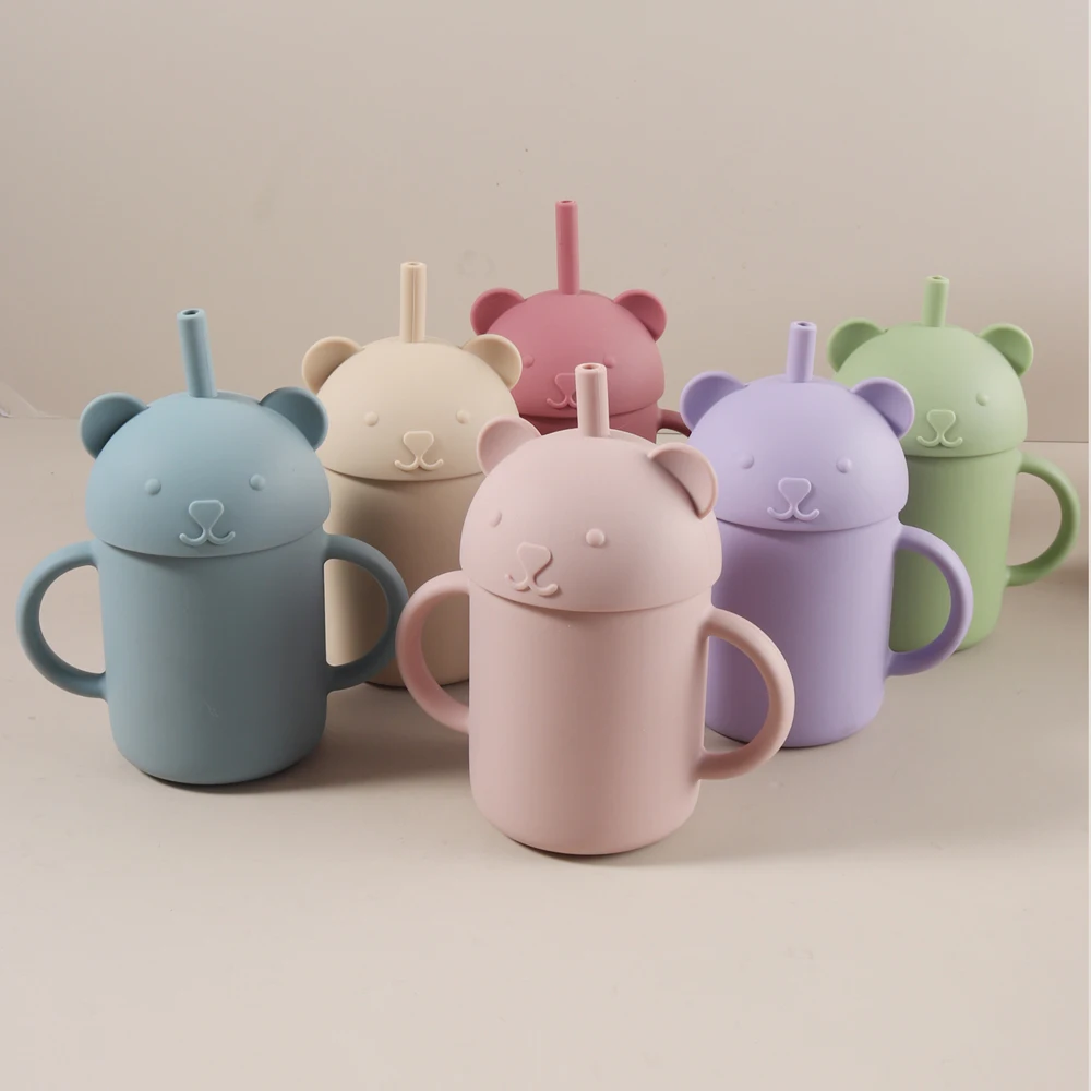 250ml 식품 등급 실리콘 스테인리스 스틸 베이비 컵 - 새로운 학습자들을 위한 부드러운 빨대컵, 들을 위한 안전한 훈련용 컵