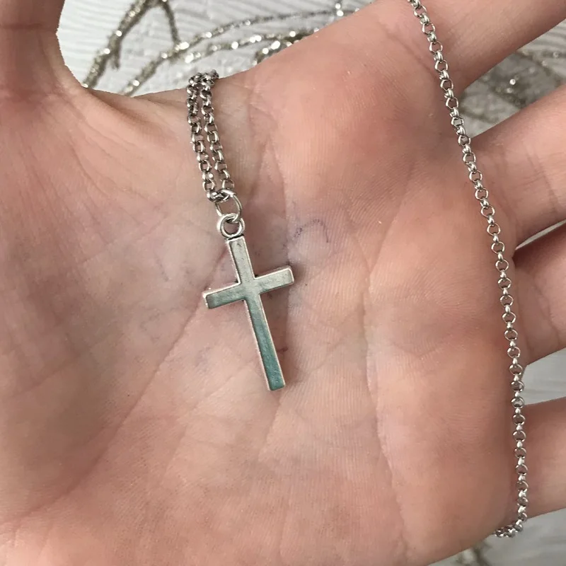 Pendant Necklaces Simple Classic Fashion Double Sided Cross Pendant Necklaces Girl Short Long Chain Necklaces Jewelry For Women