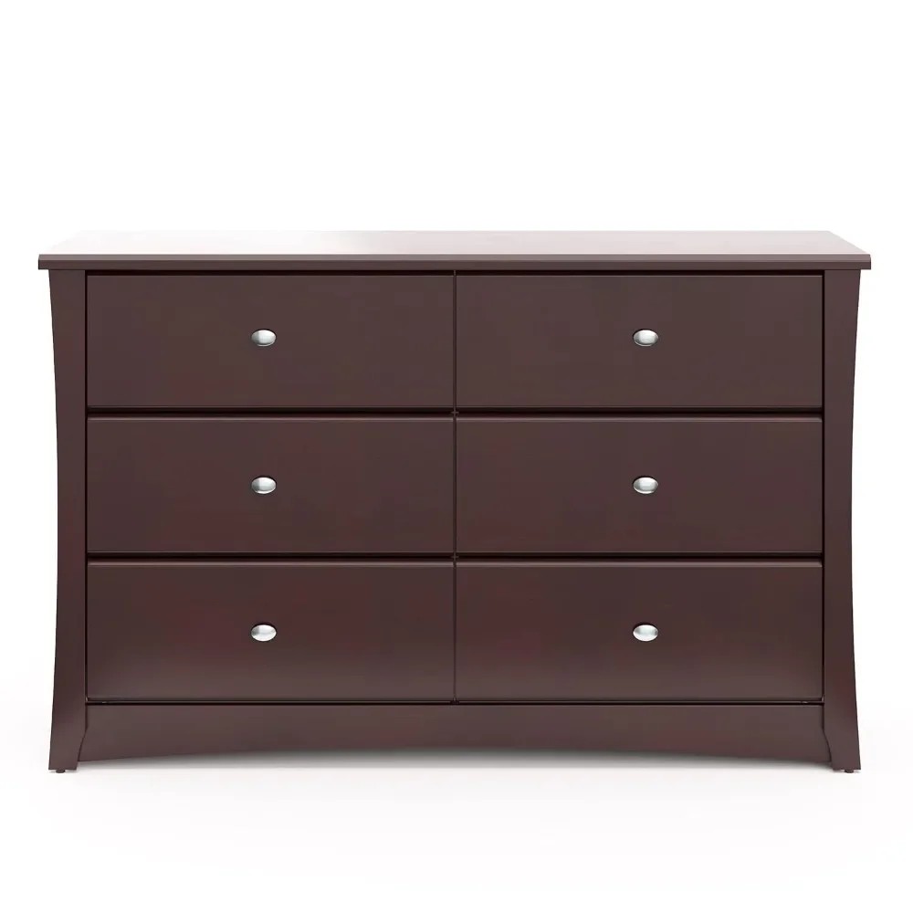 Storkcraft Crescent 6 Drawer Double Dresser (Espresso) – GREENGUARD Gold Certified, Dresser For Nursery, 6