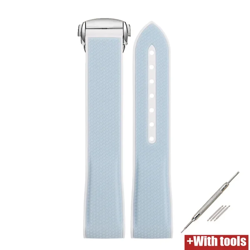 Enhanced Silicone Sport Strap with Curved End and Folding Buckle - 20mm Watch Band