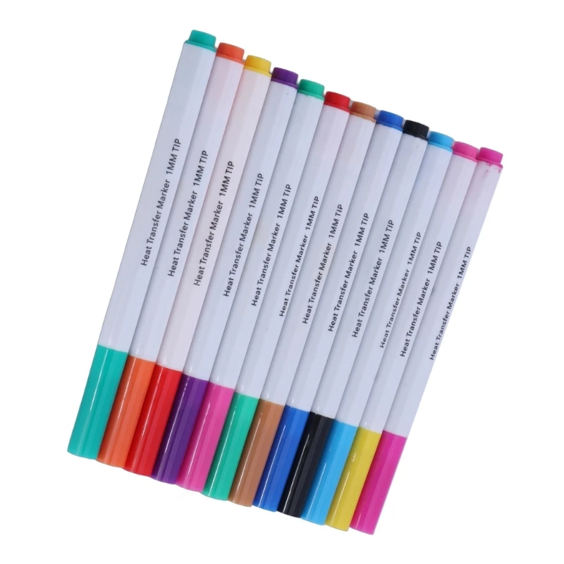 OFBK Heat Transfer Markers 12 Colors 0.5mm/1mm/2.0mm for DIY T-Shirts Crafts
