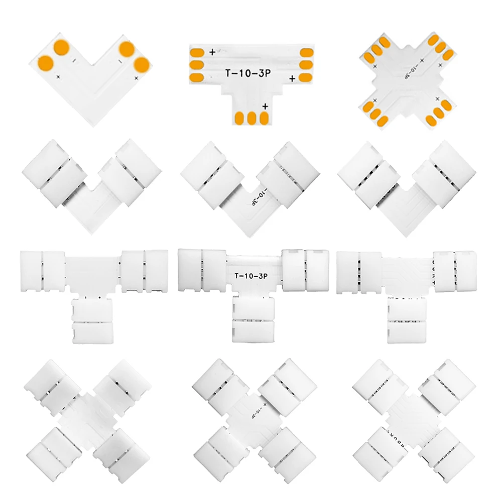 LED Strip Connector L T X Shape 2PIN-5PIN for 10mm WS2811 WS2812 5050 RGB Light Tape