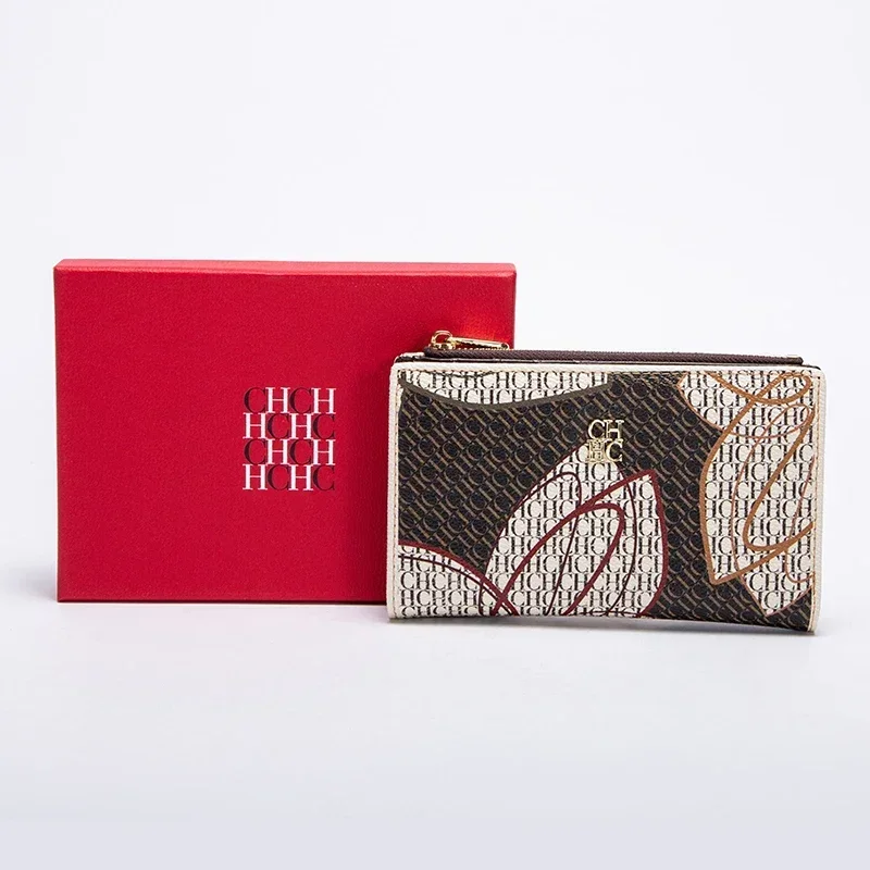 CH Wallet Monogram Print Long Zipper Purse With Box Card Holder Fashion Clutch For Women Daily Use Travel Shopping Casual 5