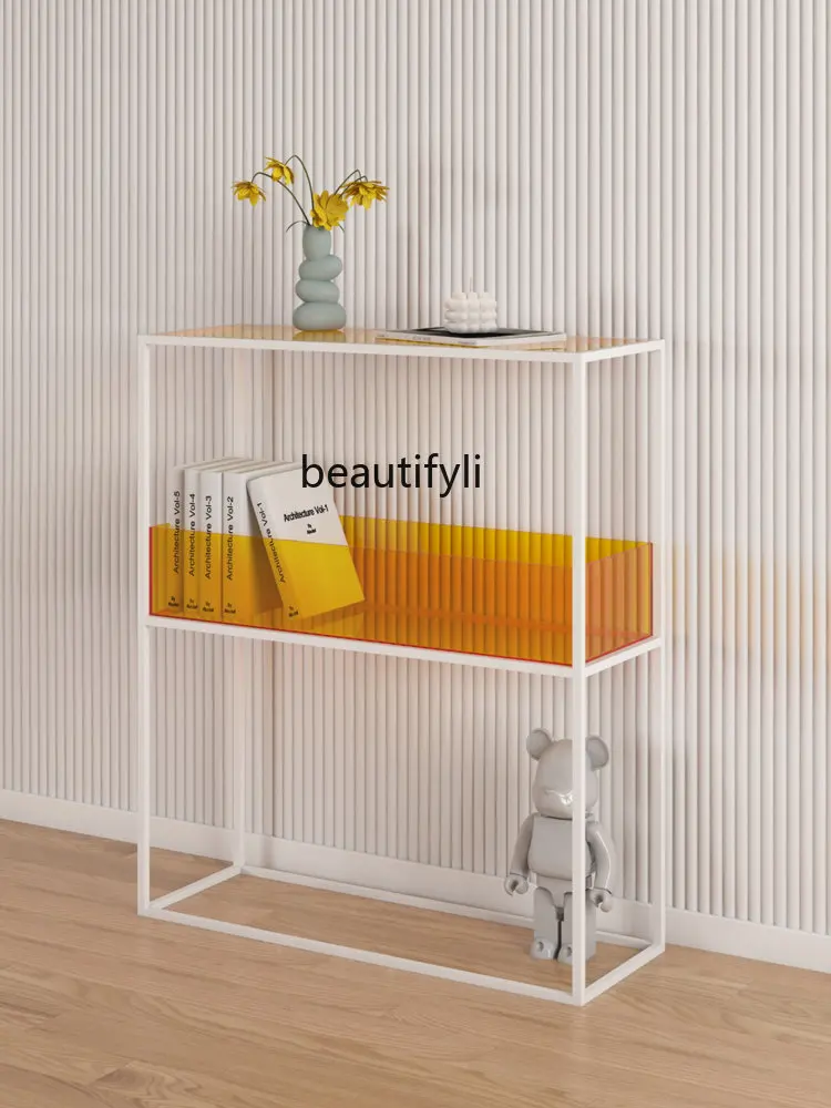 

zq Nordic Acrylic Shelf Floor Simple Modern Storage Rack Creative Iron Shelf Display Rack