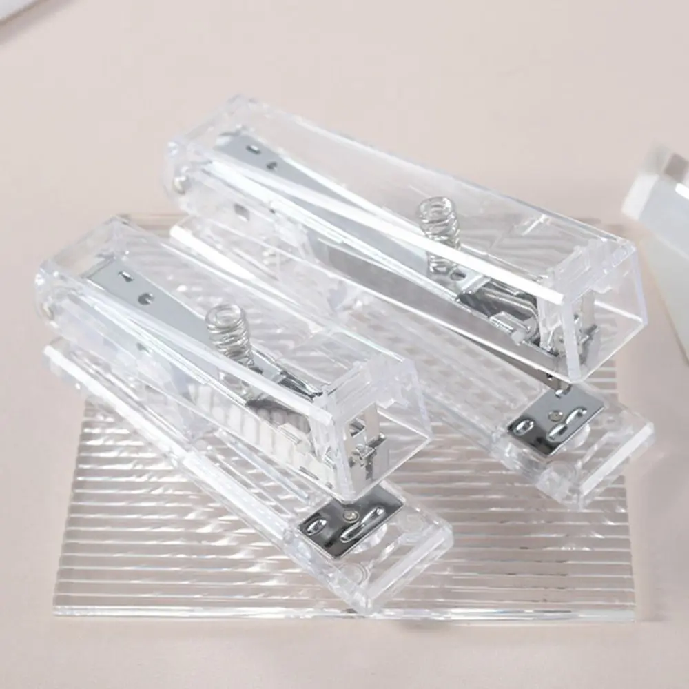 Manual Transparent Stapler Bookbinding Tool Lightweight Paper Stapler Simple Rose Gold Book Binding Machines Student