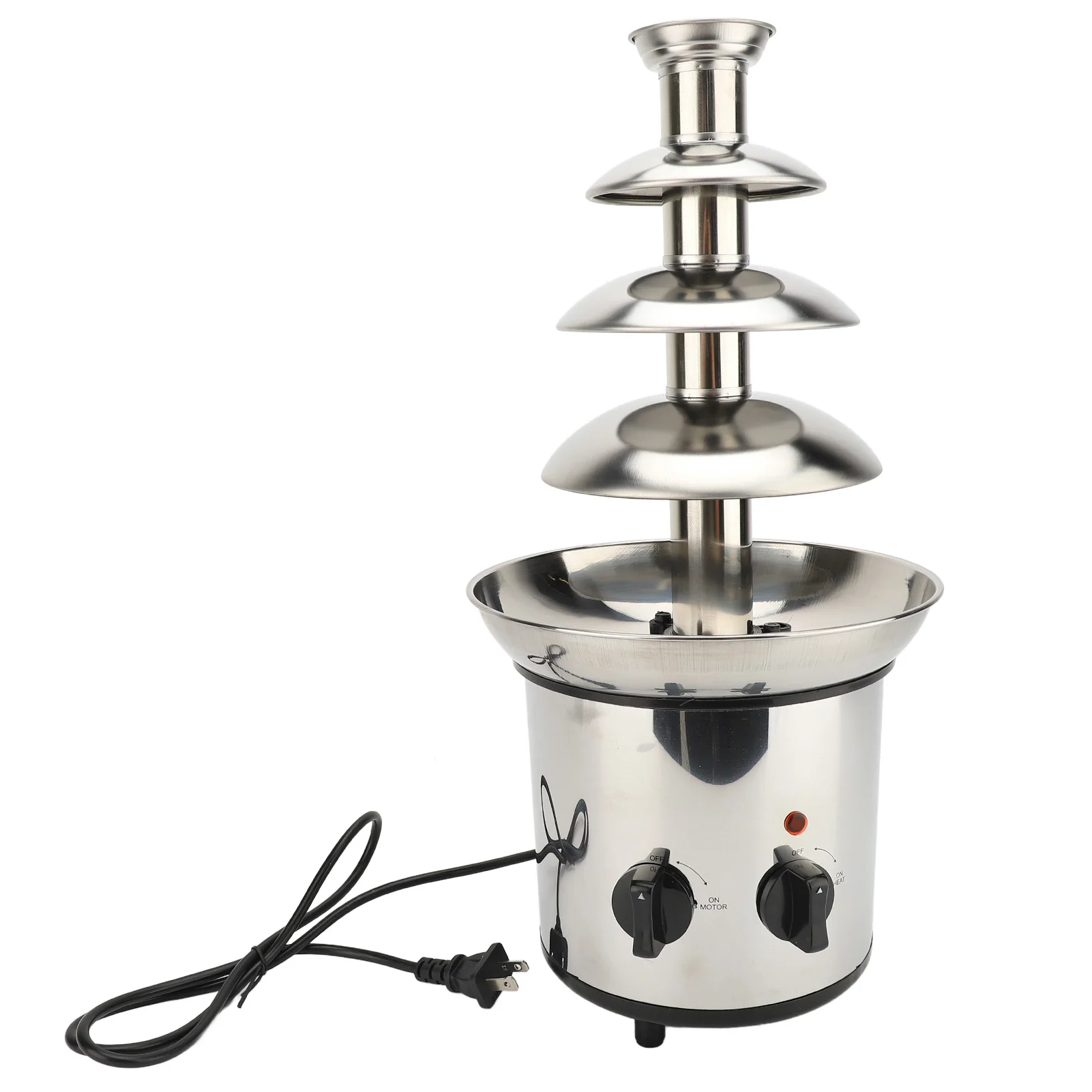 4 Tier Electric Chocolate Fondue Fountain Machine for Party Stainless Steel Quiet Operation Adjustable Temperature Control 110V