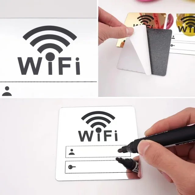 Autocollant de signe WiFi acrylique 3D, miroir de surface, compte, mot de passe, autocollant mural pour les lieux publics, la maison, les magasins, la maison 4
