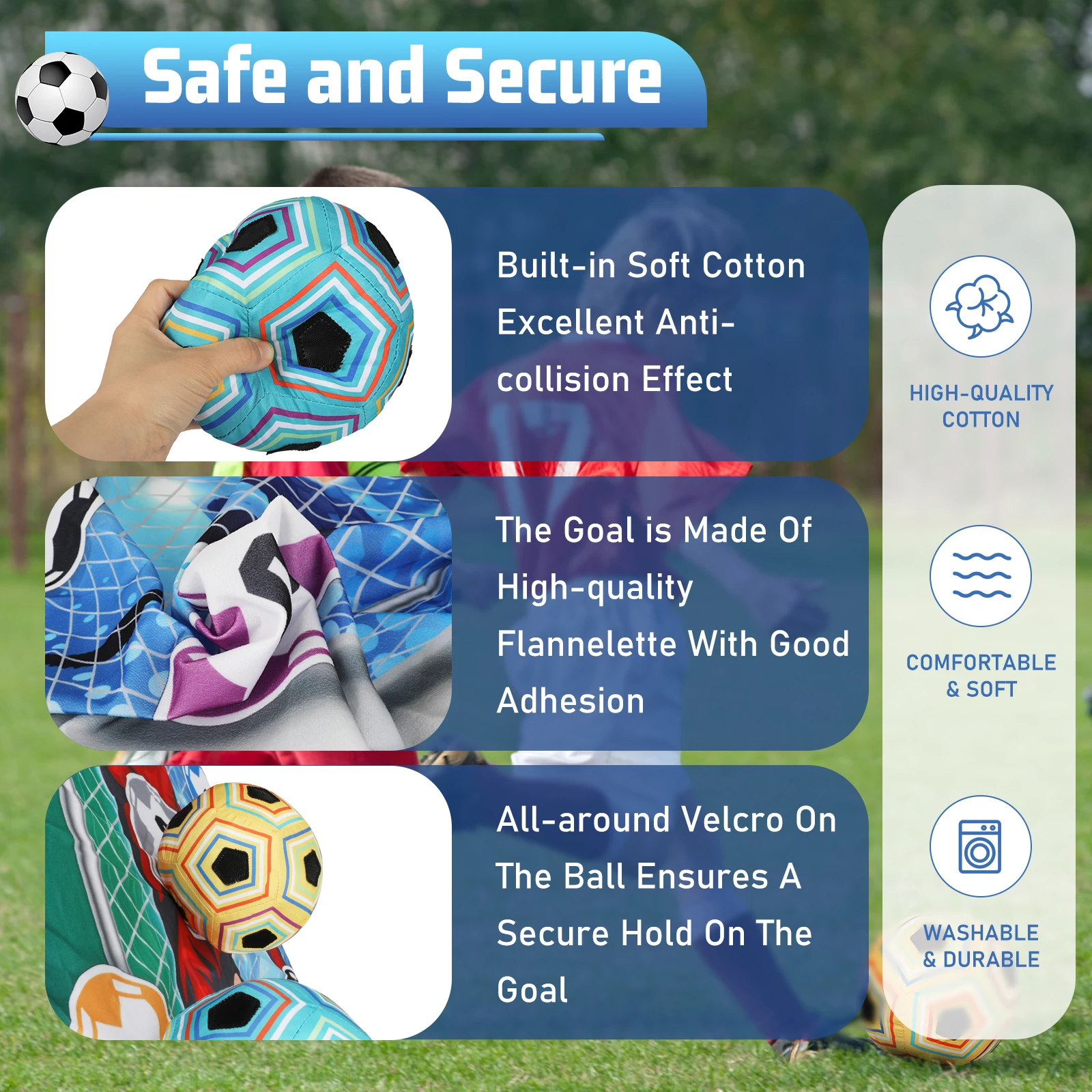 VATOS Football Ball Game Set for Kids Indoor Outdoor Soccer Train Sport Game Foldable Toys for 3 4 5 6 7 8 Years Old Boys Girls 3
