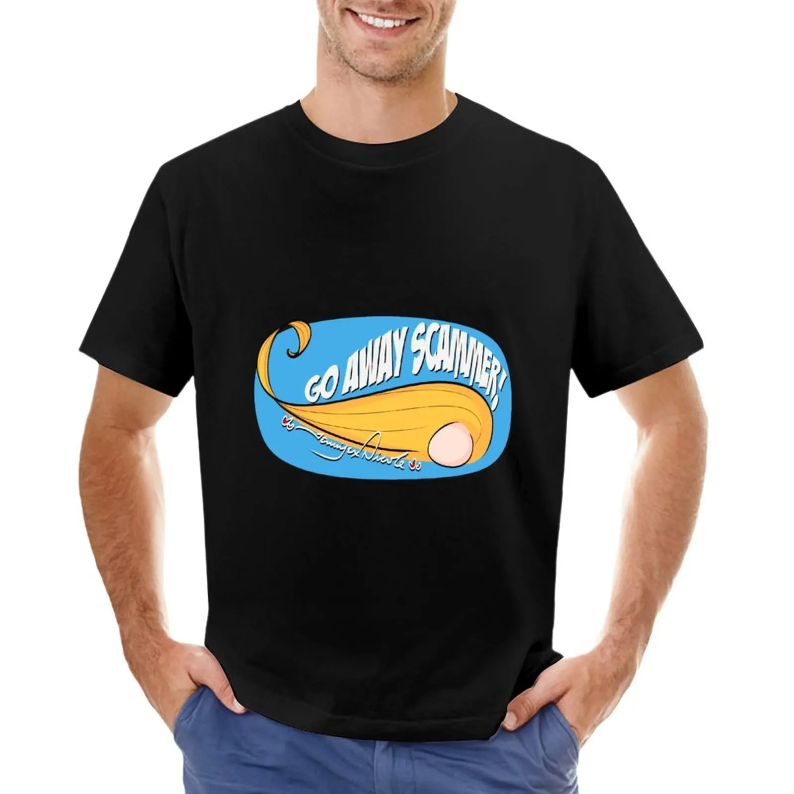 

Go Away Scammer xx/oo T-Shirt Short sleeve tee plain t-shirt mens big and tall t shirts