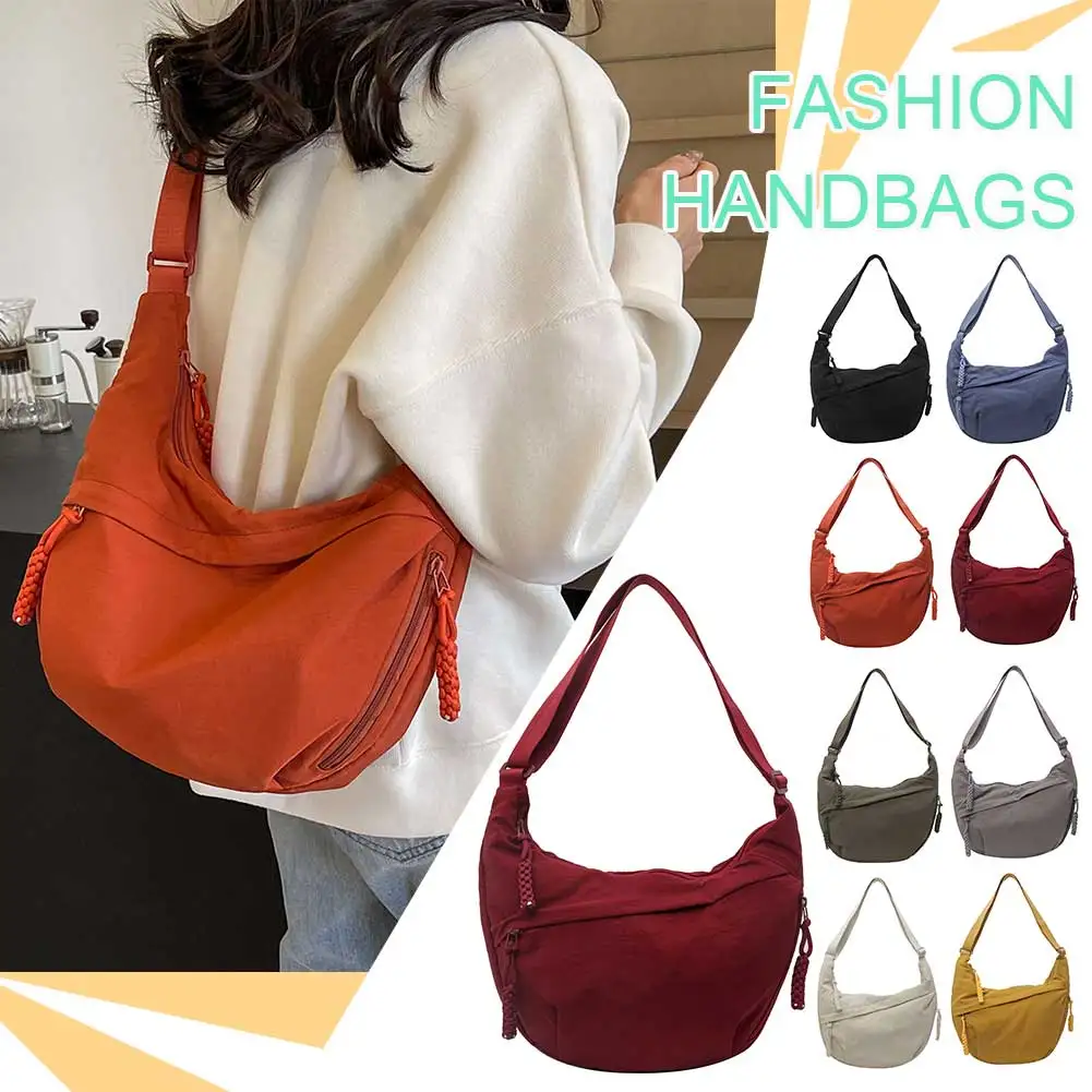 Women Stylish Dumpling Bag Multi-pockets Hobo Sling Bag Large Capacity Fashion Shoulder Bag Adjustable Strap Simple Satchel Bag
