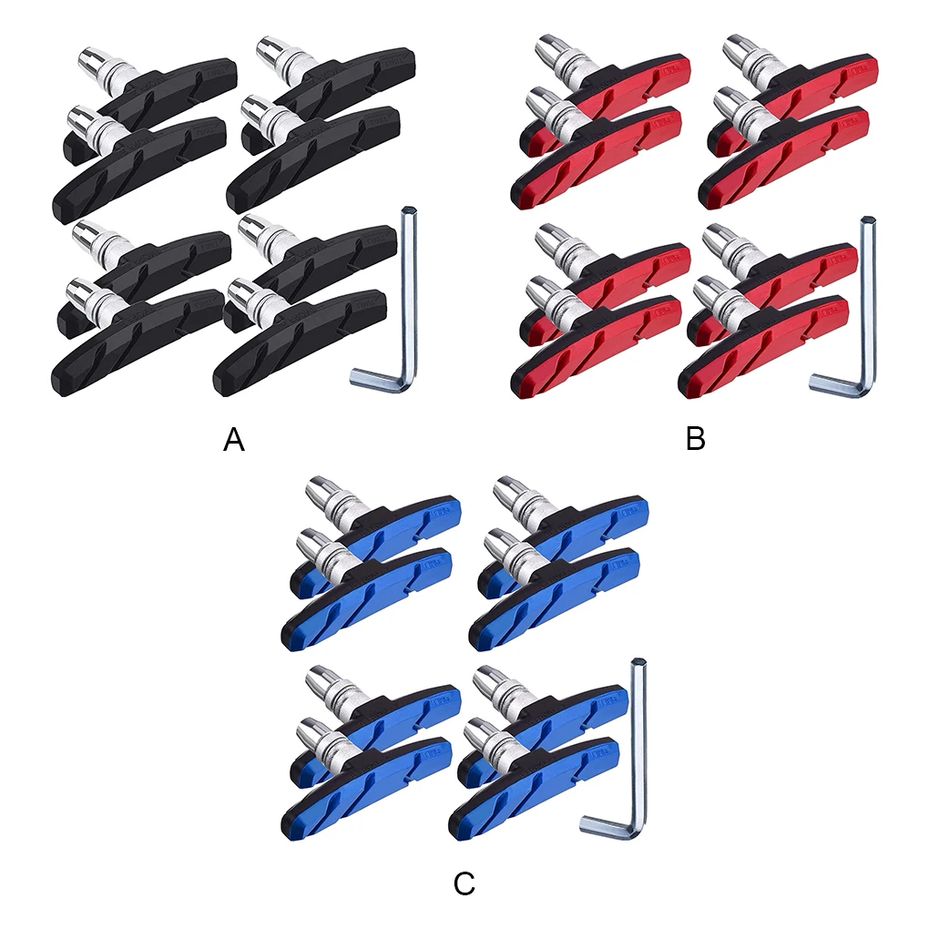 

4 Pairs V Brake Pad Component Modified Accessories Bicycles Fittings Universal Wheel Block Part Braking Pads Red