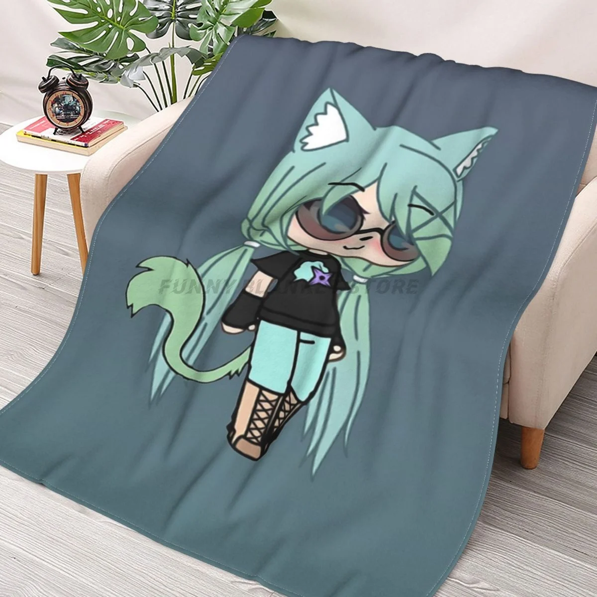 

Gacha Life Series - Chloe The Tomboy Throws Blankets Collage Flannel Ultra-Soft Warm picnic blanket bedspread on the bed