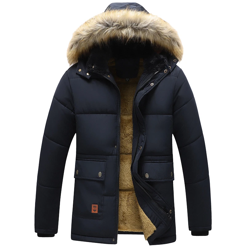 Men Warm Parkas 2023 Winter New Windproof Fleece Thick Jacket Coat Men Fashion Hooded Fur Collar Jacket Classic Casual Parka Men