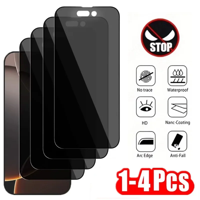 1-4 Protectores de Pantalla Anti-Espía para iPhone 17 16 15 14 Pro Max 11 12 13 Pro 16e 14 15 Plus X XR XS, Cristal Templado de Cobertura Total