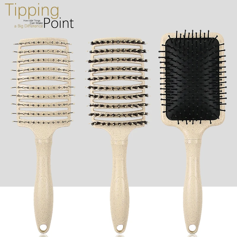 Hair Scalp Massage Comb Bristle Nylon Hairbrush Wet Curly Detangle Anti