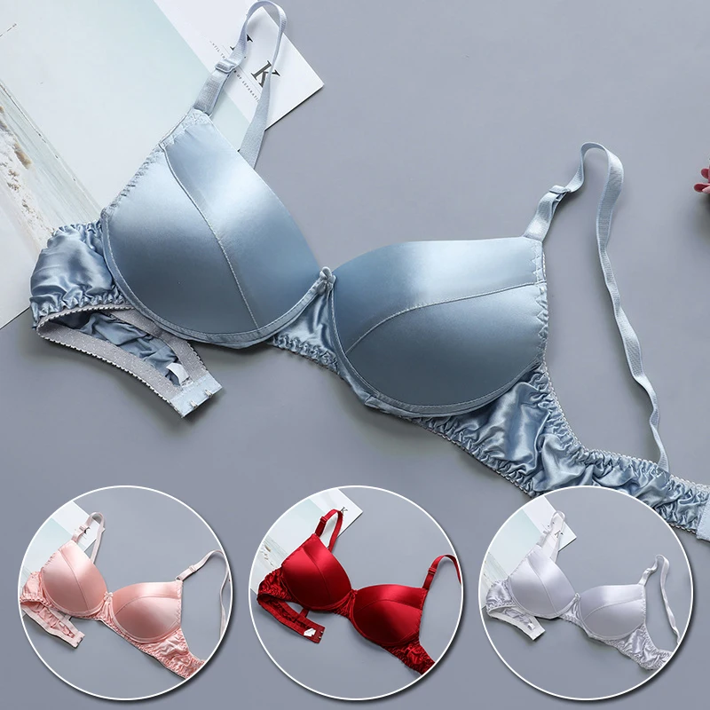 

New Fashion Women's Underwear 100% Mulberry Silk Bra Thin Double-sided Sponge Pad Bras Without Steel Ring Seamless Sexy Lingerie