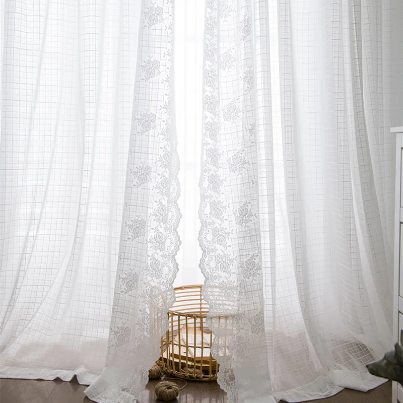 

New Curtains for Living Dining Room Bedroom Custom Modern Minimalist White American Pastoral Nordic Lace Window Curtain Decor