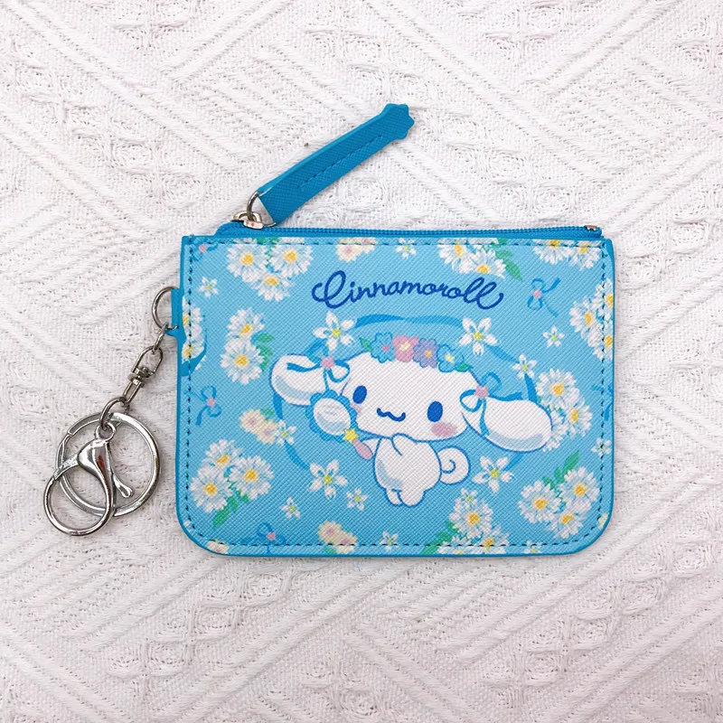 Sanrio Bag Kuromi My Melody Cinnamoroll Anime Pu Card Holder Kawaii Children Toys Coin Purse Girls Cute Wallet Women Bags Gifts