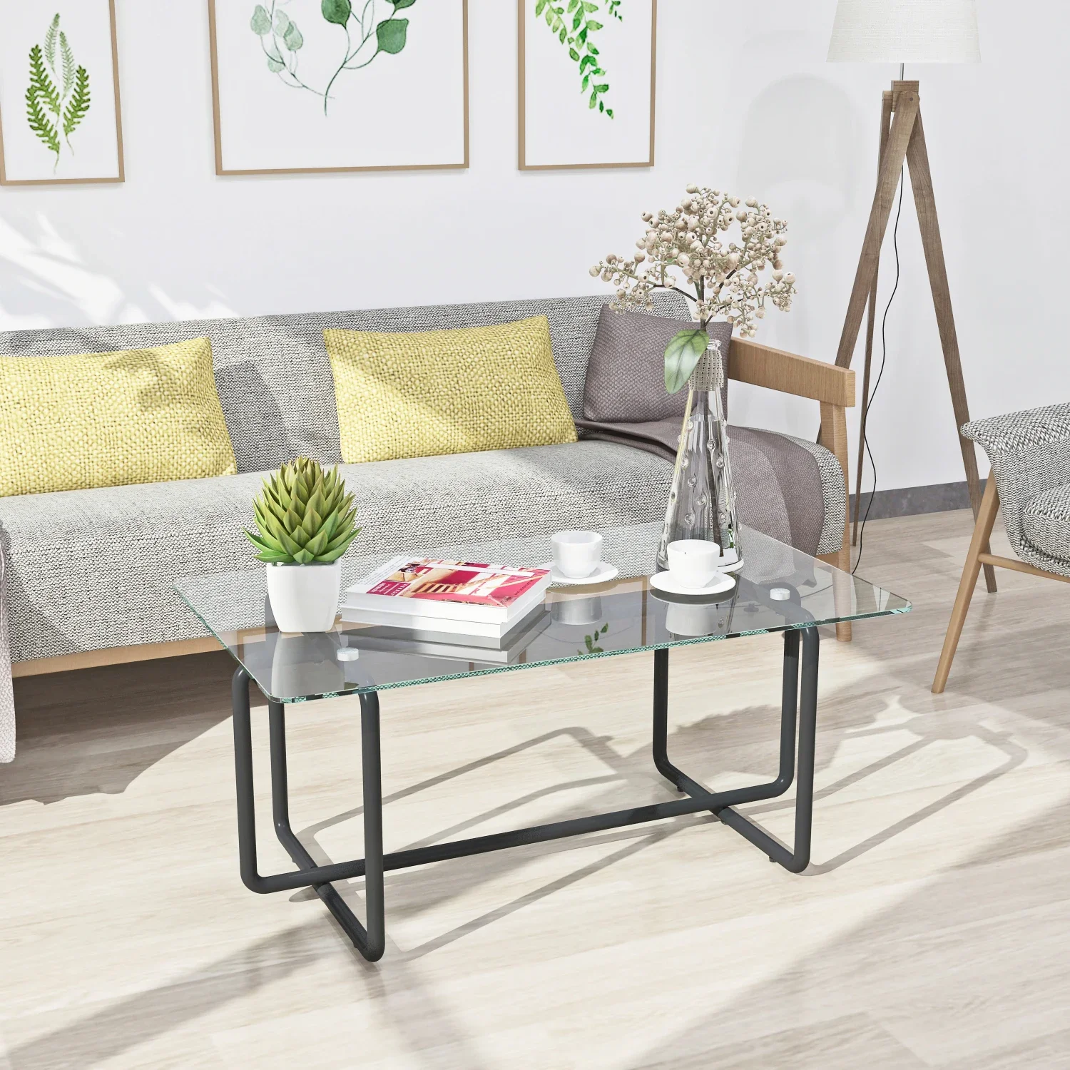 

Modern Tempered Glass Tea Table Coffee Table, Table for Living Room,Transparent