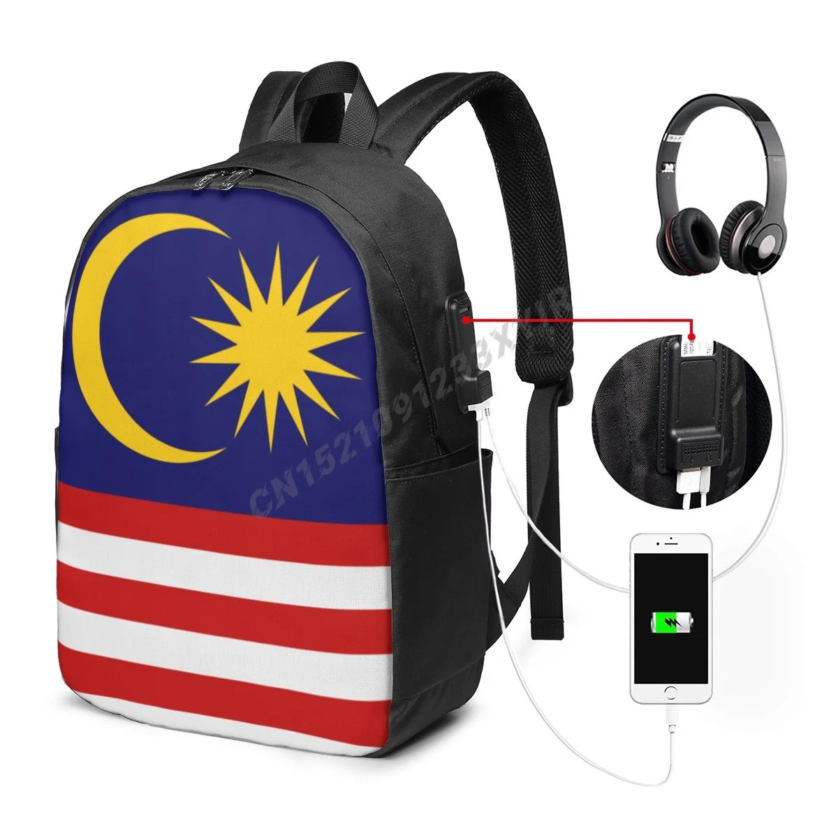 

Backpack Malaysia Flag Malaysian Country Map IT'S IN MY DNA Fans Student Schoolbag Travel Casual Laptop Back Pack Unisex