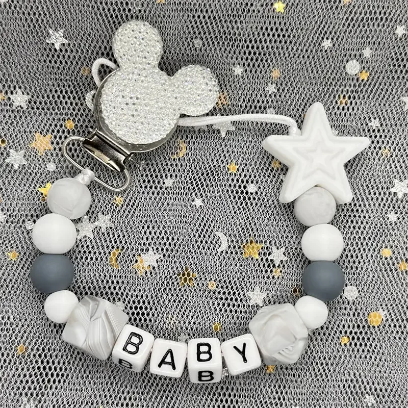 Silicone Baby Pacifier Clip teething toys pacifier clip pacifier chain pacifier accessories baby silicone accessories Handmade Name DIY Personalised Name Colorful Pacifier Chain Teether BPA Free Newborn Toy Gift