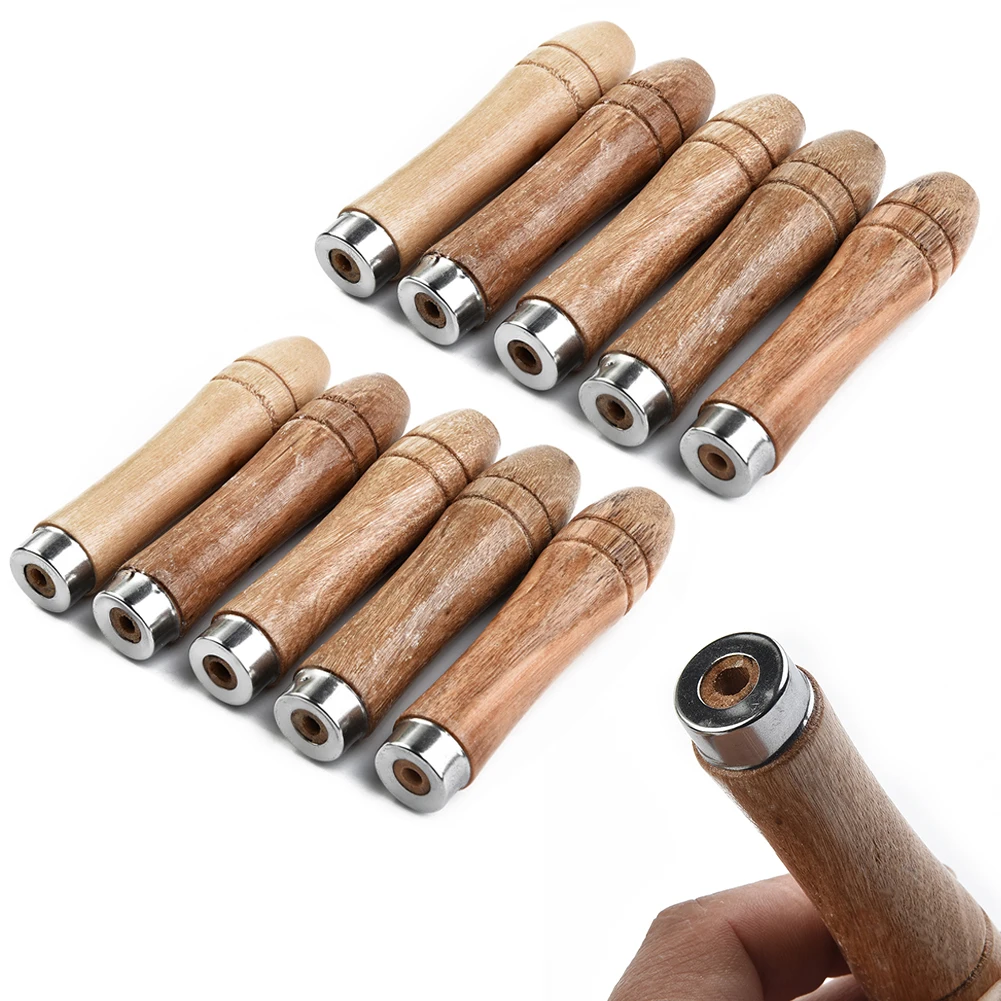 

10pc Wooden File Handle Replacement Strong Metal Collar For File Craft Tool 9cm Wood Rasp Woodworking Polishing Rust-Proof