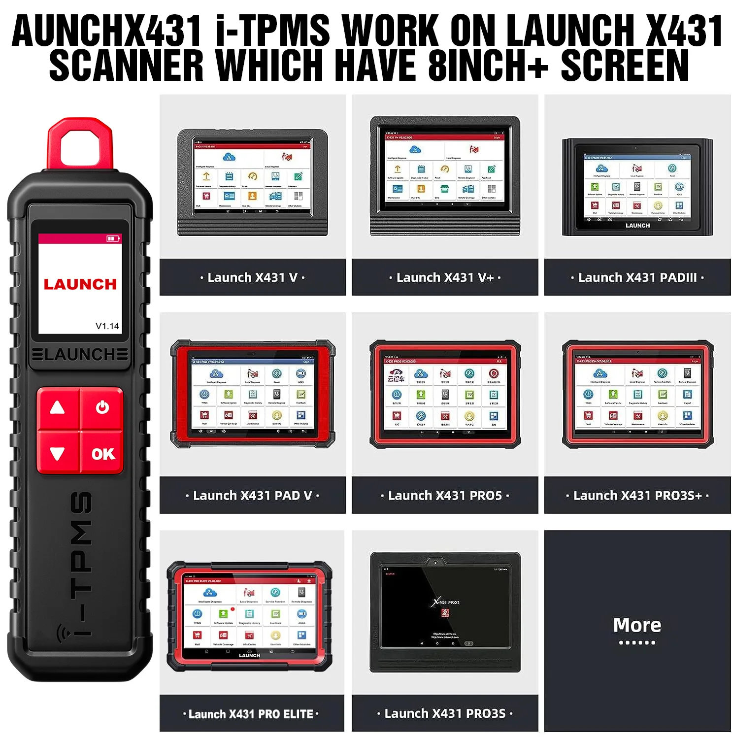 2025 업그레이드 LAUNCH X-431 i-TPMS TSGUN 타이어 공기압 감지기, TPMS 센서 재학습, 재설정 및 코딩, LAUNCH X431과 호환