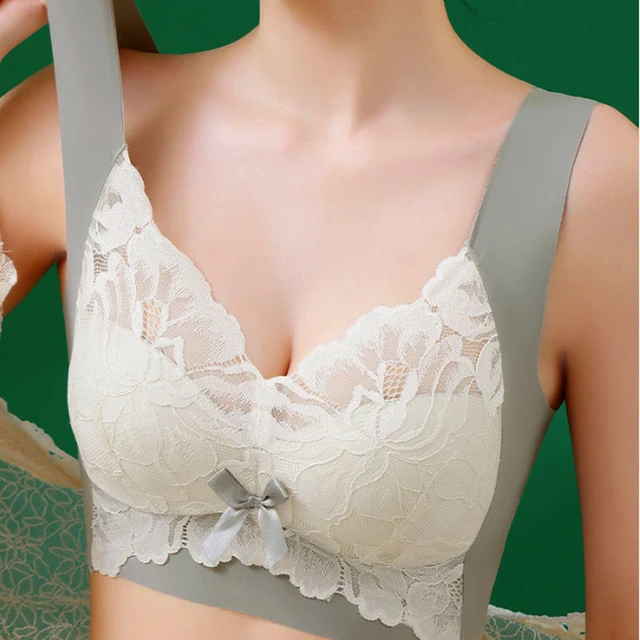 Seamless Bra Large Size Breasts Women Vest Type Anti Sagging Bras Lace  Wireless Underwear Push Up