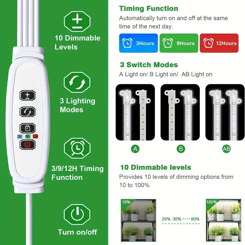 LED Grow Light 1/2/3/4 LED Grow Light Strips For Indoor Plants USB Full Spectrum Phyto Lamp Dimmable Timer