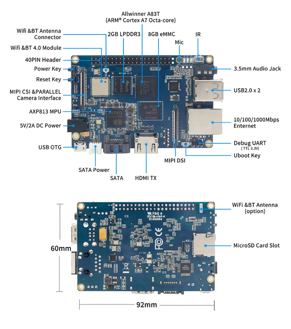 Banana Pi BPI-M3 Single Board Computer Allwinner A83T Octa-core Processor Mother