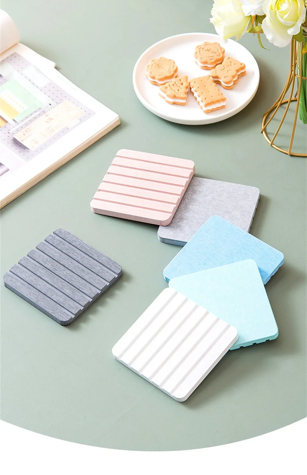 Description Picture 2 of itemDiatomaceous earth coaster tooth cup soap box absorbent pad diatom mud pad home dining table teacup insulation pad wholesale