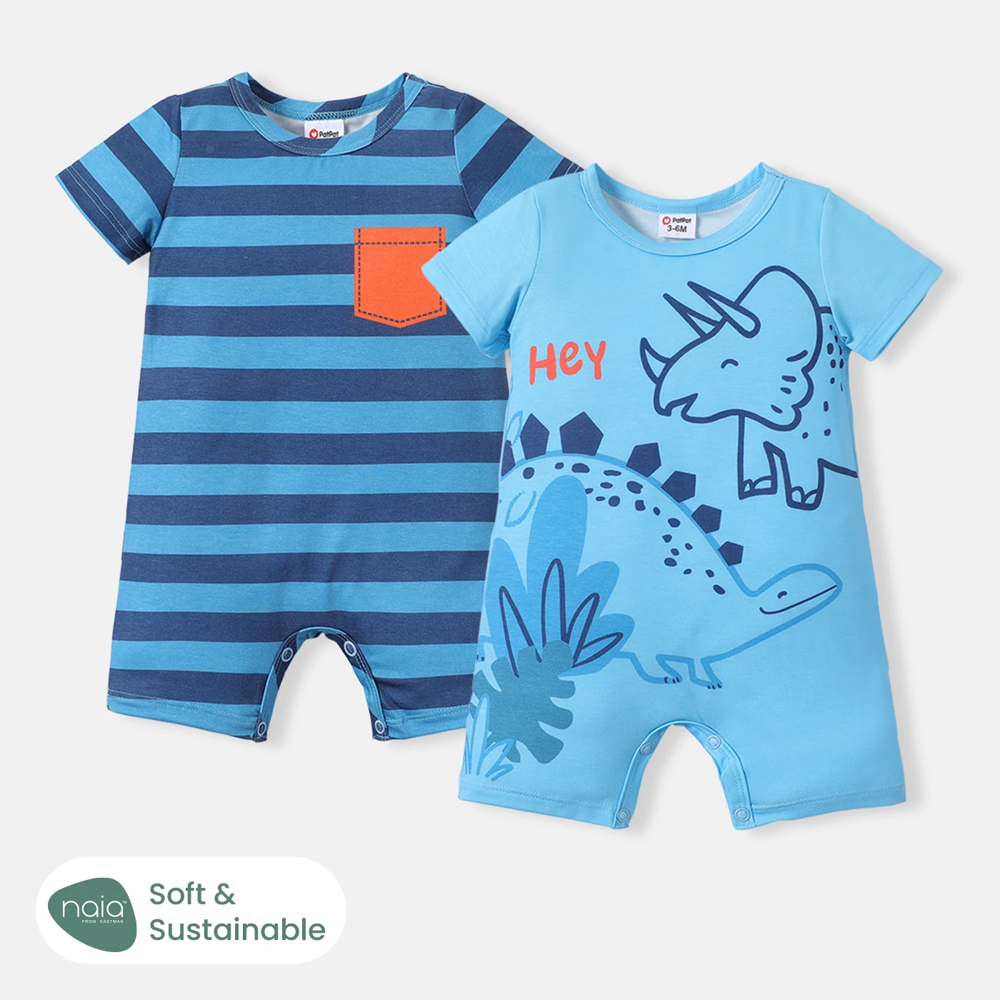 

Пэтпат найа™Комбинезон для маленьких девочек/мальчиков с коротким рукавом в полоску или с принтом динозавра