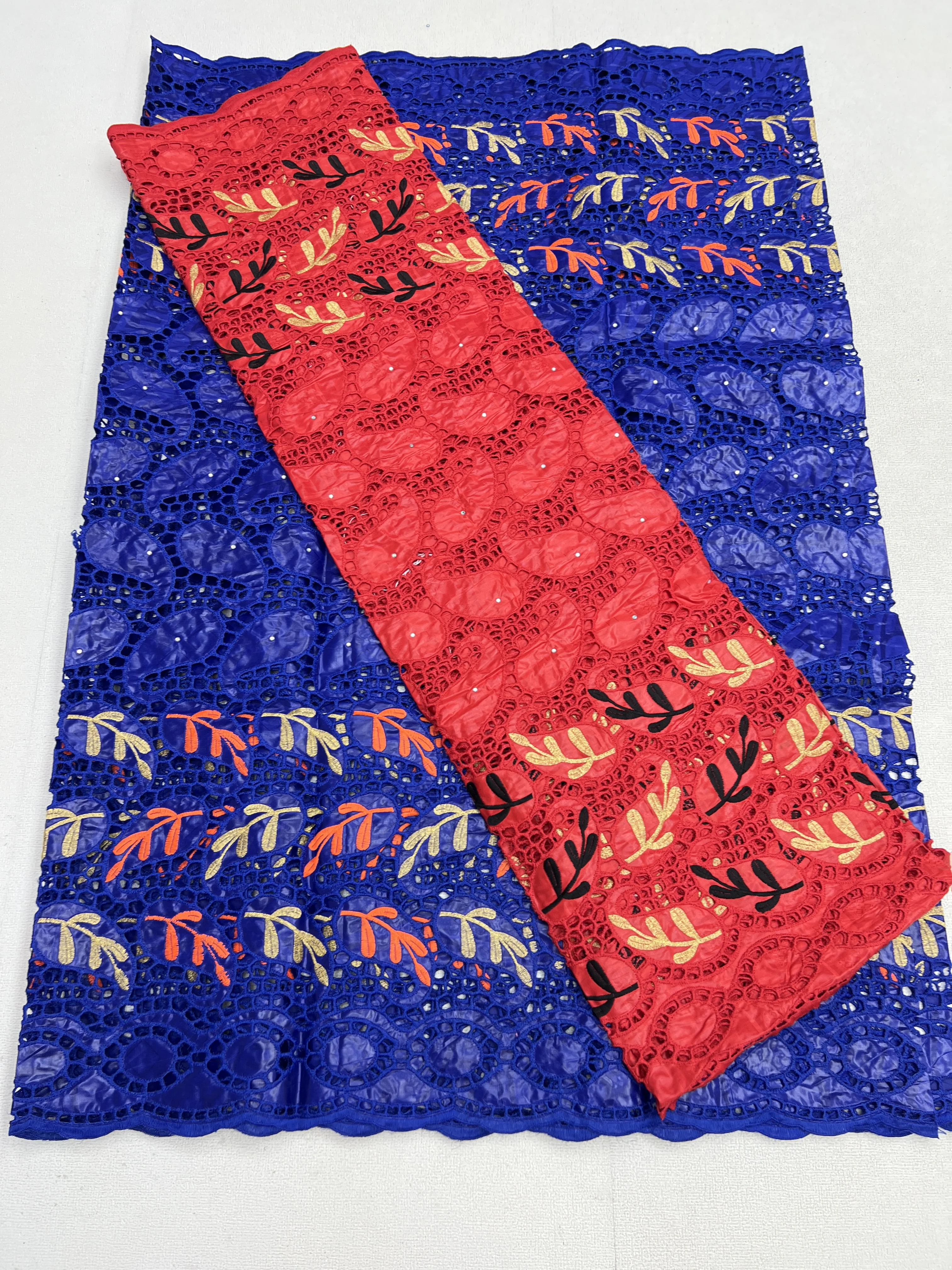 2.5 + 2.5 yards African Lace Fabric Nigerian Stones Cotton Swiss Voile For Women Wedding Dress