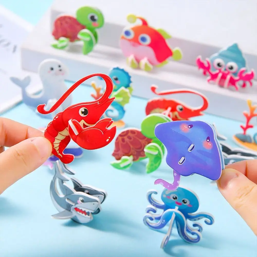 10pcs Cognitive Paper Jigsaw Puzzles 3D Sea Animals Children's Early Education Toys educational toys,puzzle toys