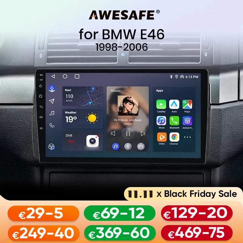 Android 13 For BMW 3-series E46 1998-2006 Carplay GPS Navi Car Stereo Radio 32GB Android 13 For BMW 3-series E46 1998-2006 Carplay GPS Navi Car Stereo Radio 32GB