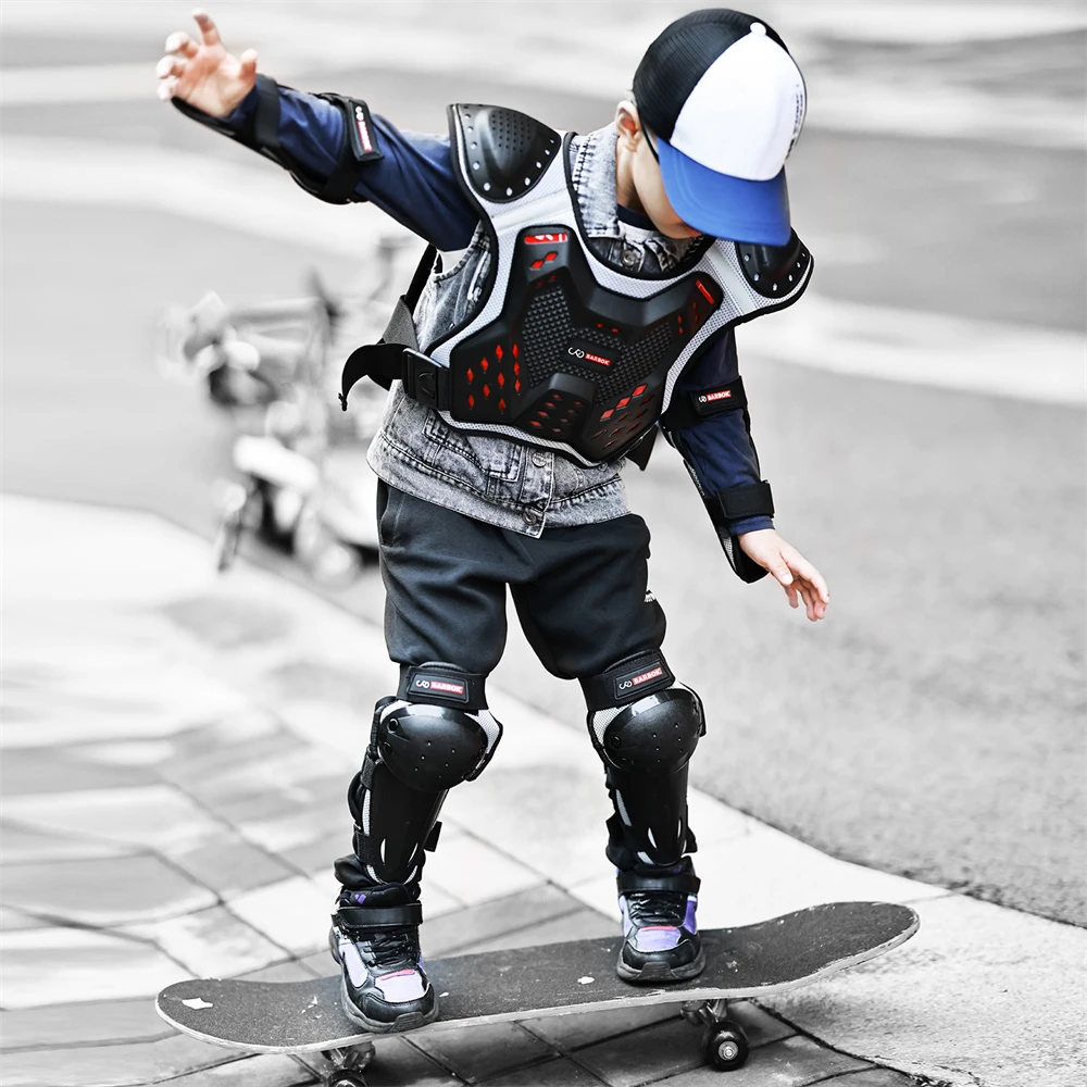 BARBOK Kid's Armor Jacket Spine Chest Protection Equipment Motocross Skateboard Moto Jacket Motorcycle Gear Moto Childrens Armor