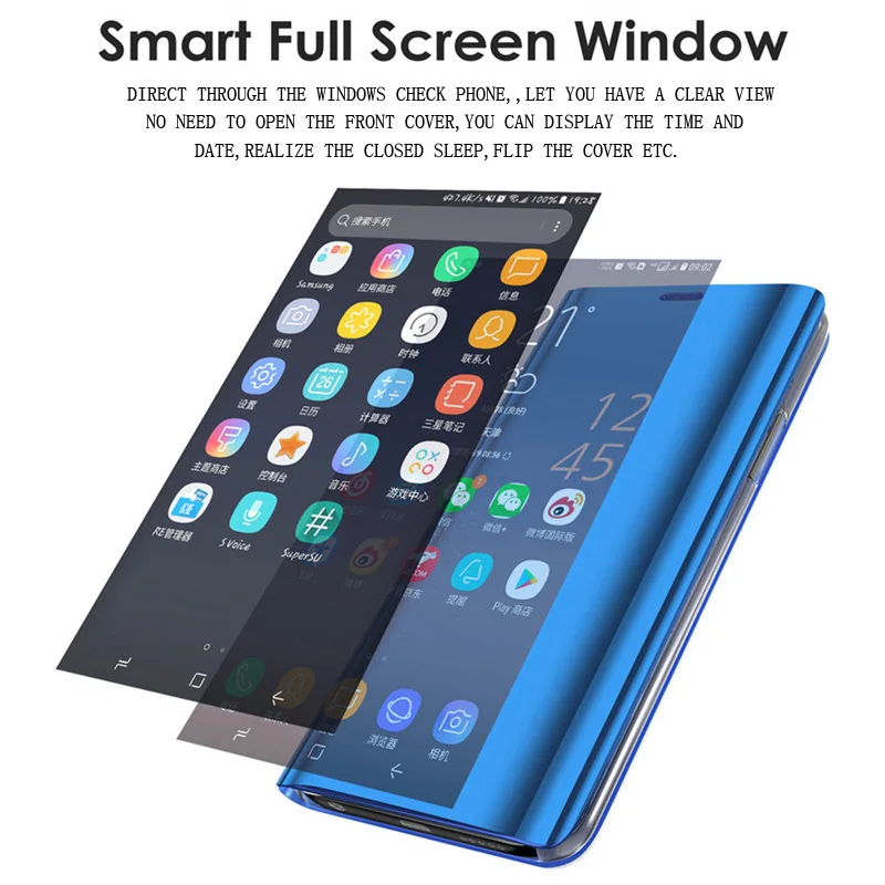 Fashion Smart Mirror Flip Case For Xiaomi Redmi Note 11 10 9 9s 11 Poco X3 8 8T 10s 11T Pro Max 9A 9C Mi 9T 10T Lite Cas_voghion.com