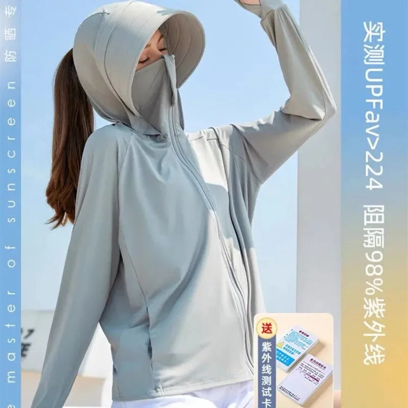 

Sunscreen Clothing For Women Ice Silk UV Protection 2023 Summer New Sunscreen Clothing Short Breathable Hooded Thin Cycling Coat