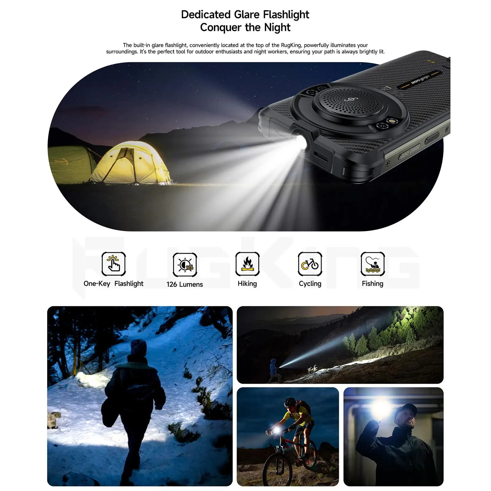 Ulefone RugKing Rugged Phone 8GB+256GB 5.99 inch Android 15 9600mAh 50MP Camera Unisoc T7255 NFC Global Version Smartphone