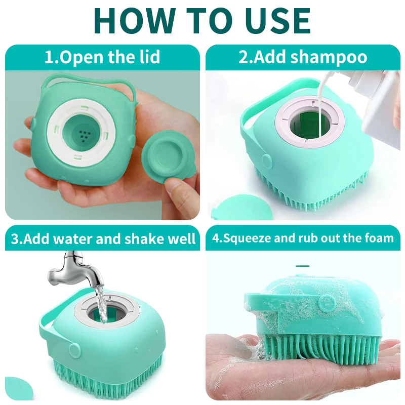 Pet Shampoo Massager Brush Bathroom Puppy Cat Massage Comb Grooming Shower Brush 1PC cat grooming brush