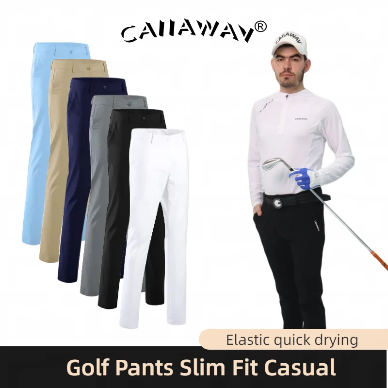 CAIIAWAV Golf Men's Summer Sports Pants Breathable Quick Dry Elastic Trouser Slim Fit Trousers Golf Tennis Sports Trousers