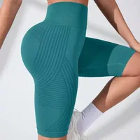 Shorts de sport taille haute sculptants et anti-cellulite 3D, effet push-up fessier, compression abdominale, 8 pouces, pour entraînement et gym 4