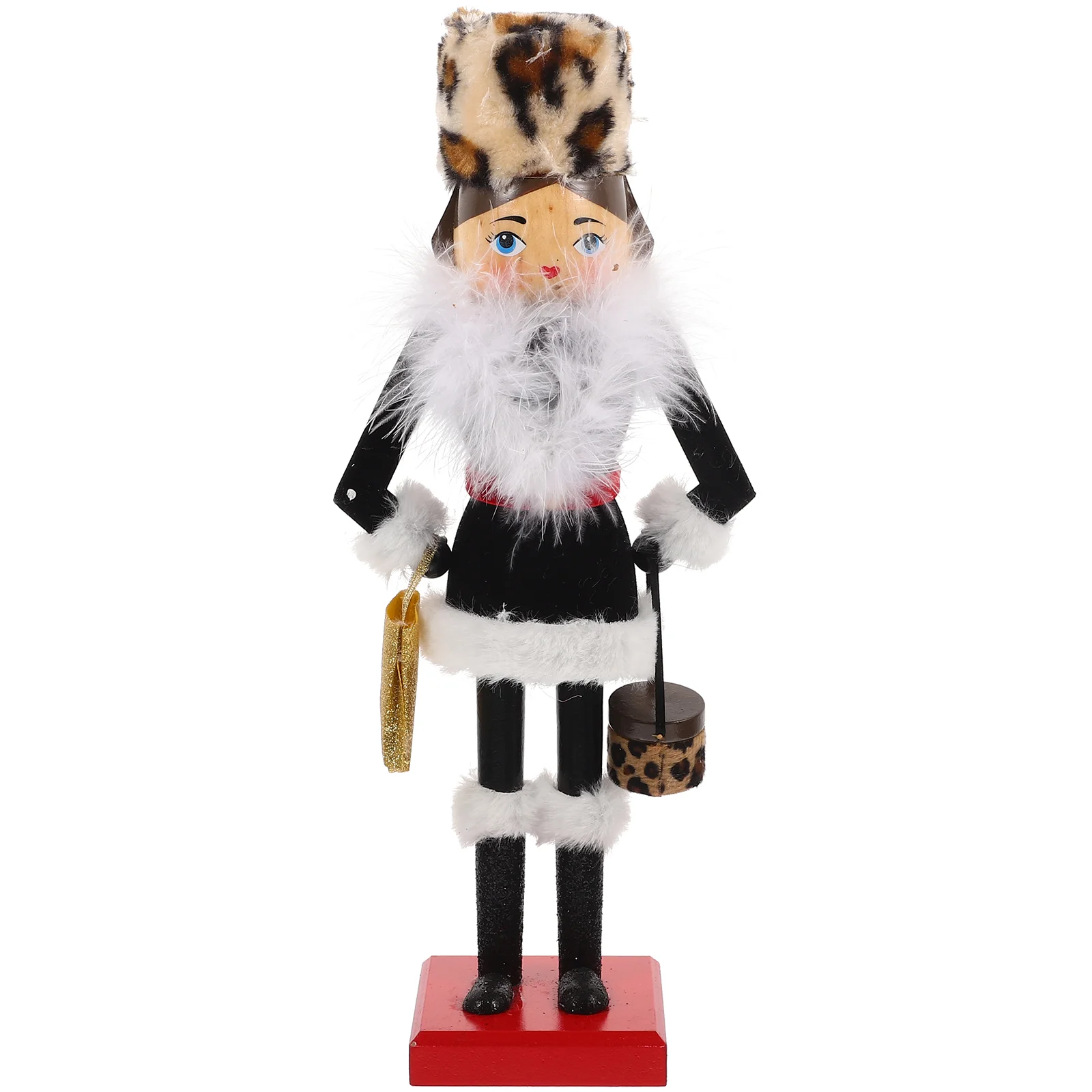 

Christmas Nutcracker Ornaments Wooden Shopping Lady Nutcracker Wood Glitter Female Shopper Nutcracker Figurine Decorations