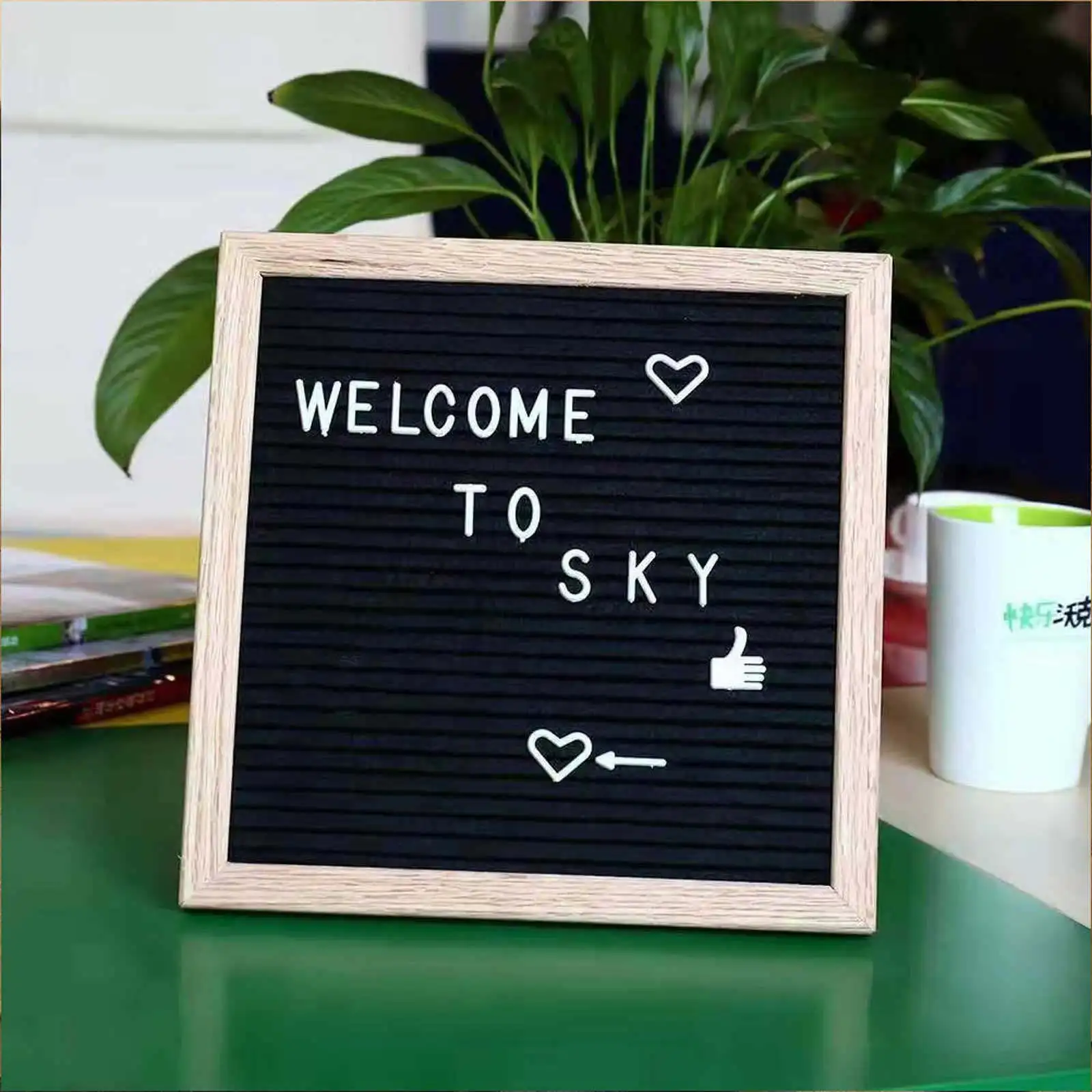 1Pcs 편지 메시지 보드 나무 프레임 펠트 칠판 DIY 세트 홈 카페 학교 크리 에이 티브 디스플레이 알림 동기 부여