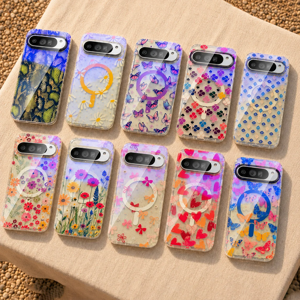 Magnetic Color Flower Blue Light Series Phone Case