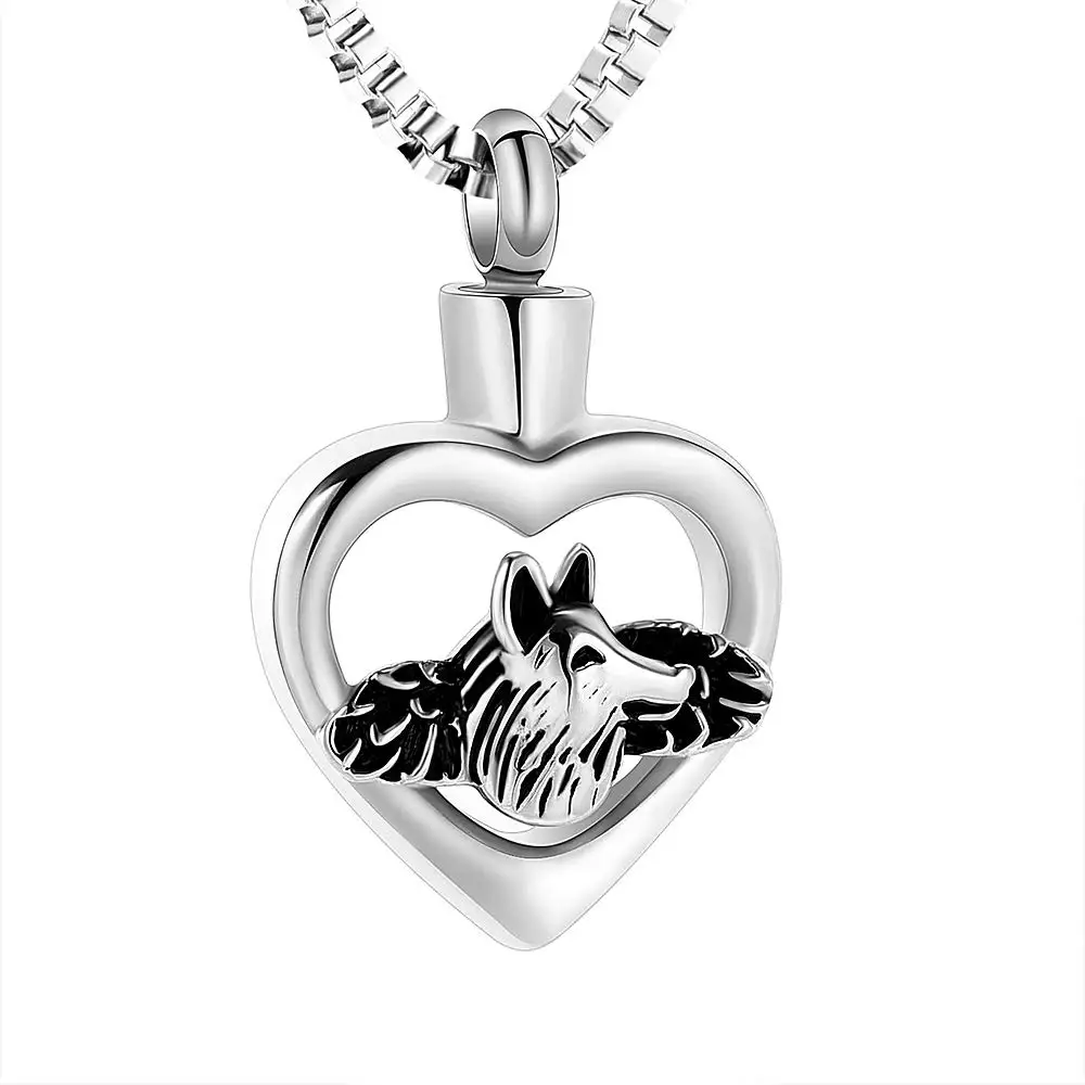 

Heart Cremation Jewelry Wolf Urn Necklace for Ashes of Loved One Funeral Keepsake Urn Locket Memorial Pendant for Women Men