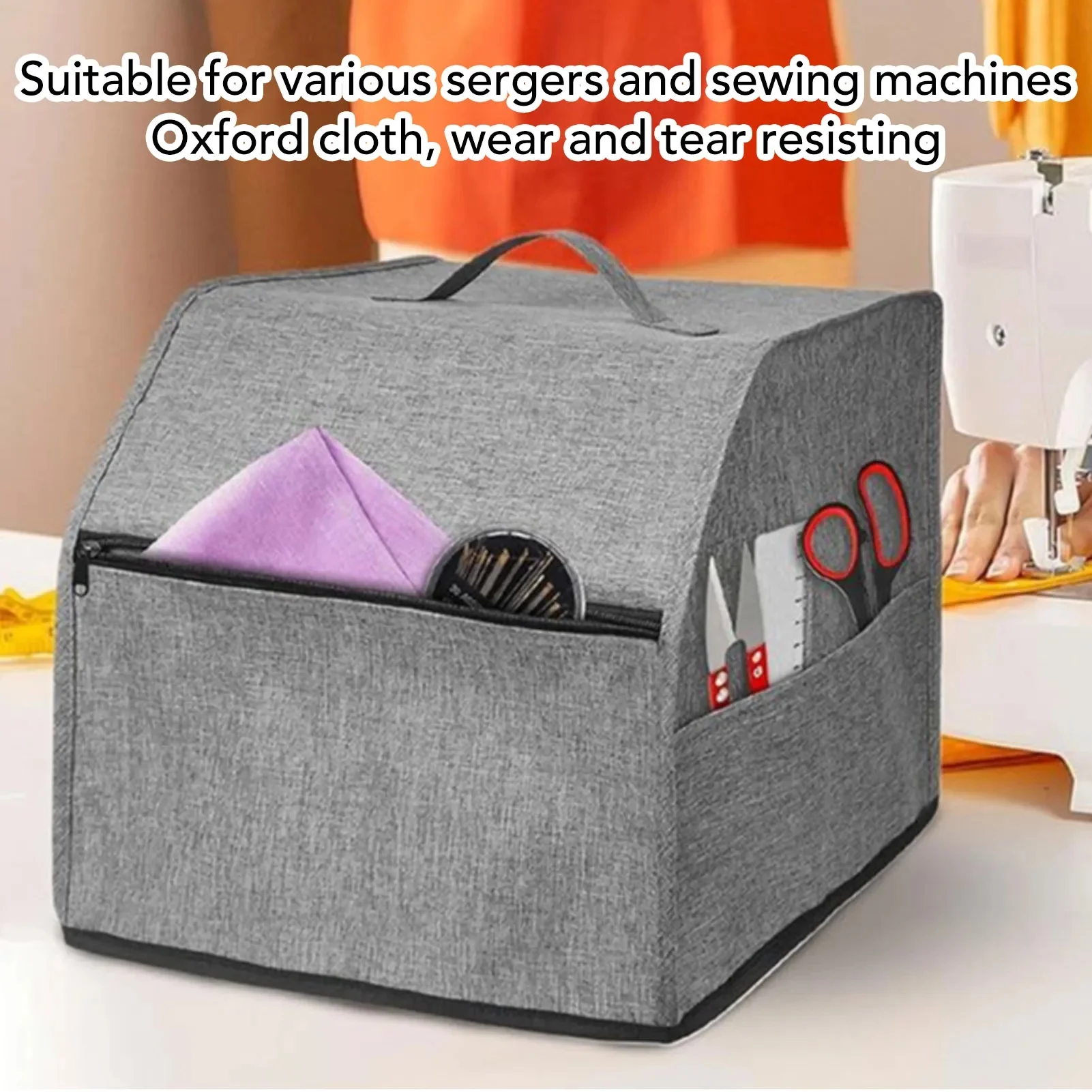 Premium Oxford Cloth Sewing Machine Dust Cover with Accessories Pouch